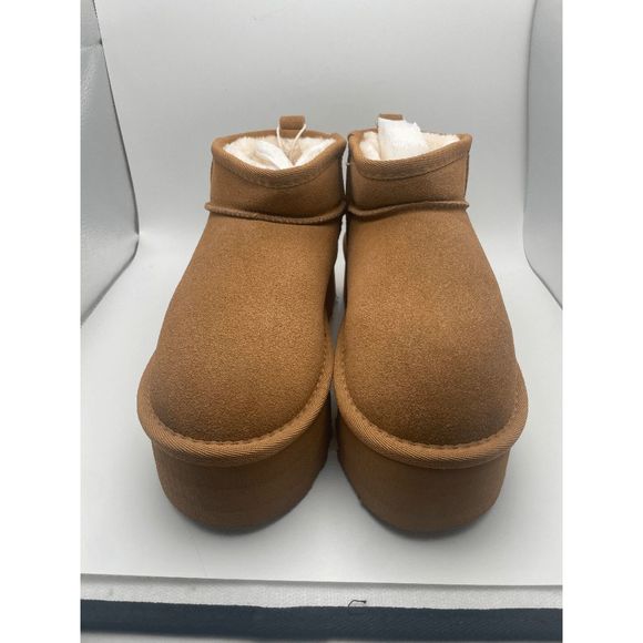 CUSHIONAIRE Women's COZY Genuine Suede pull on platform boot, Chestnut 7 - Picture 6 of 6